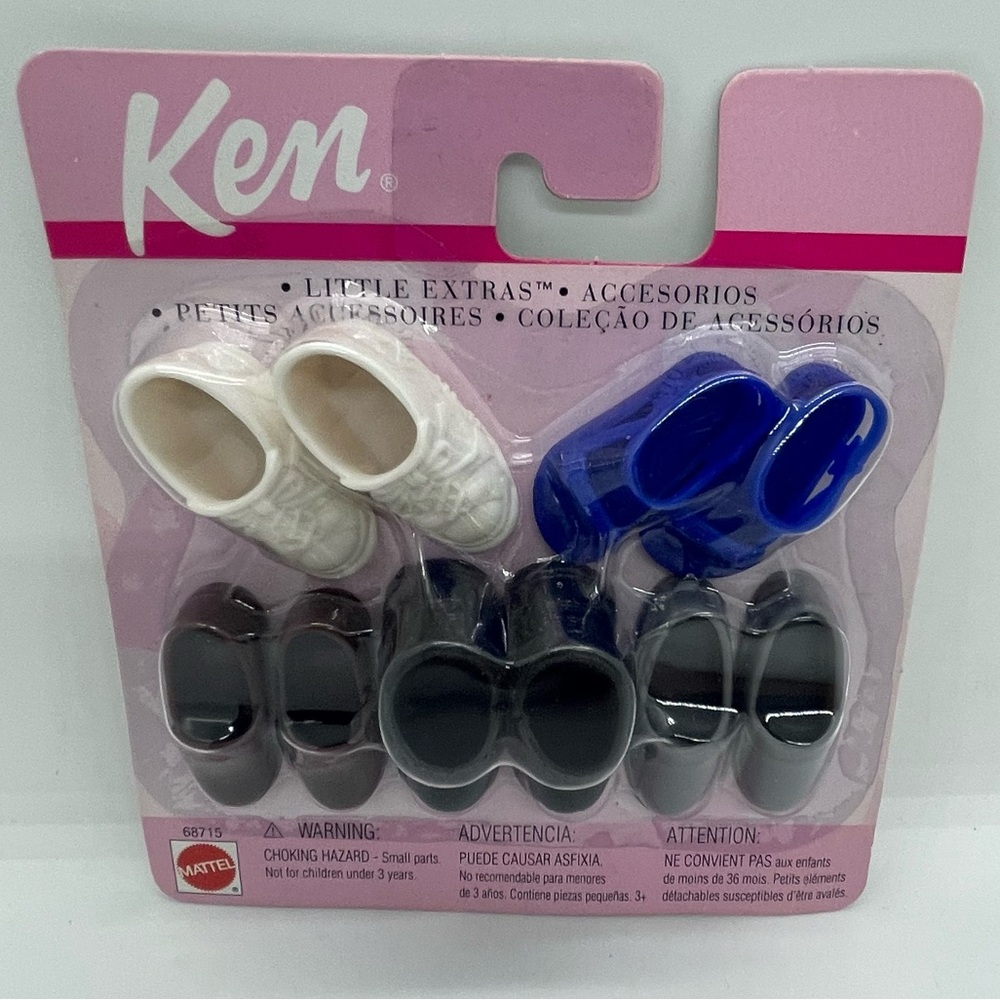 Mattel Ken Doll Shoe Collection in White, Blue, and Black